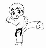 Karate Practicing Sparring Kick Olahraga sketch template