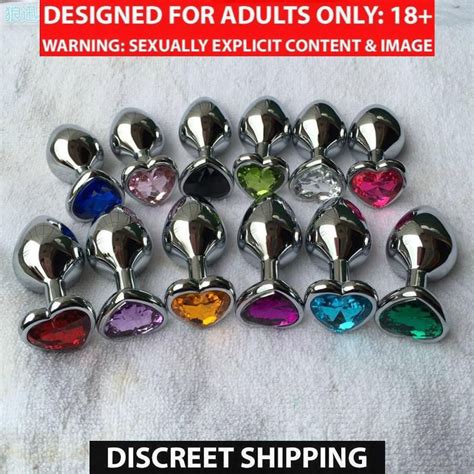 heart base button sliver stainless steel butt plug metal