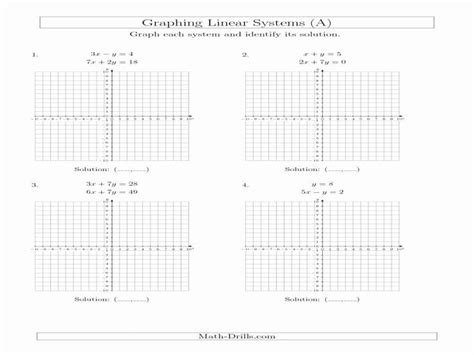 systems  equations worksheet  awesome graphing linear equations