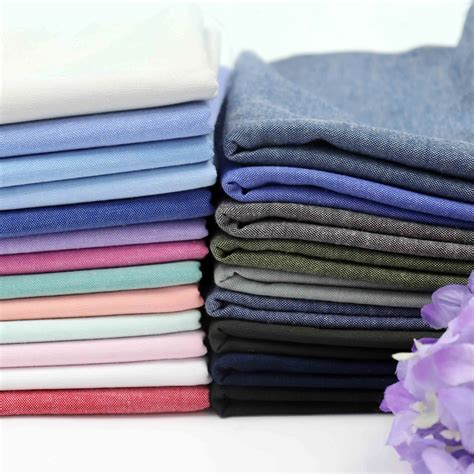 soft pure color oxford cloth polyester cotton yarn dyed fabric sewing diy  shirt dress casual