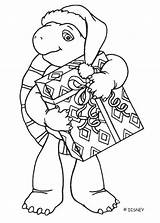 Franklin Christmas Coloring Gift Pages Color Turtle Cartoon Print Online sketch template