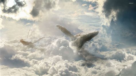 whales flying   clouds wallpaper fantasy wallpapers