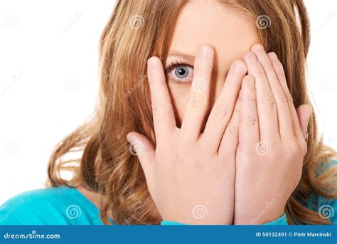 woman covering  face  hands stock image image  beautiful beauty