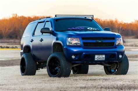 chevy tahoe modified matte blue trucks chevy tahoe lifted trucks