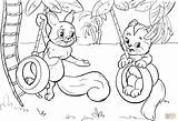 Coloring Swing Tire Swinging Pages Cat Squirrel Printable 58kb 1905 1300px sketch template