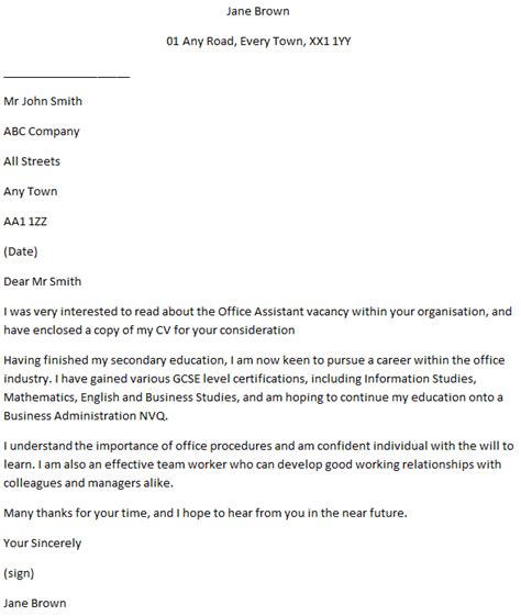office assistant job application cover letter  learnistorg
