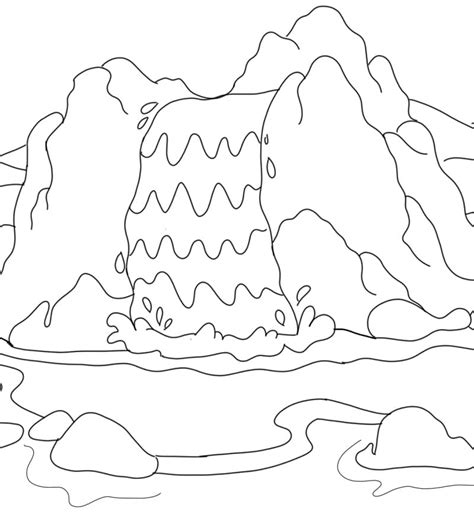 waterfall landscape scene coloring page  printable coloring pages