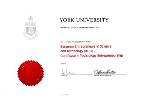 certificate bergeron entrepreneurs  science  technology