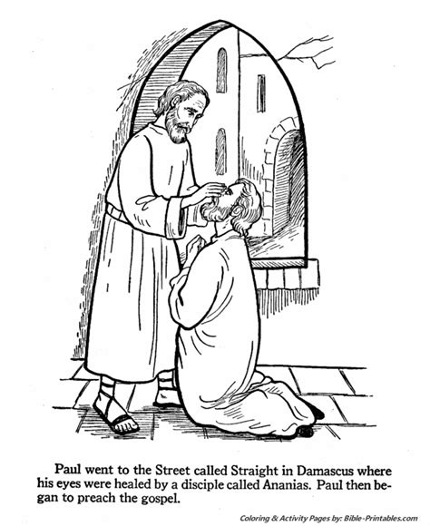 apostles coloring pages pauls sight restored  ananias bible