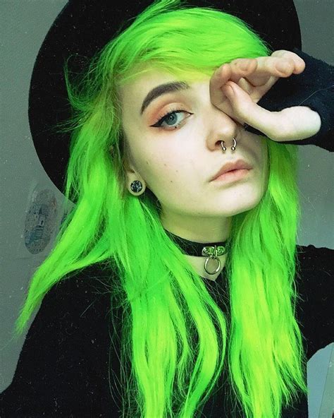pin  lra  slytherin neon hair green hair neon green hair