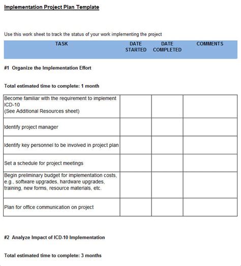 project implementation plan template   word excel documents