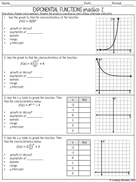 exponential functions notes  worksheets lindsay bowden