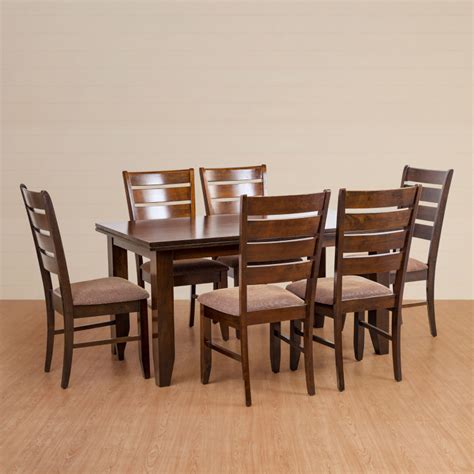 chunky  seater dining table set   chairs brown solid wood