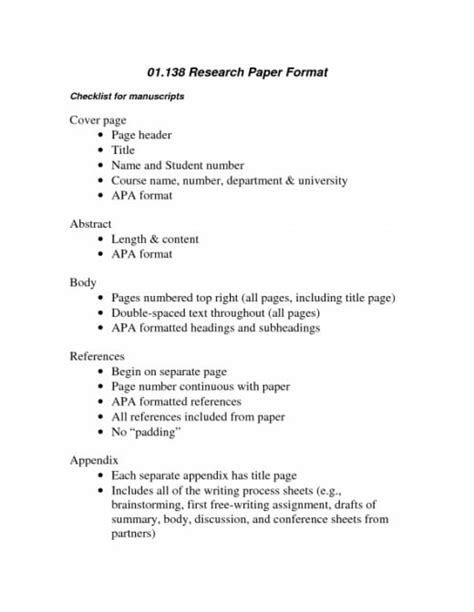 high school college research paper format samples examples