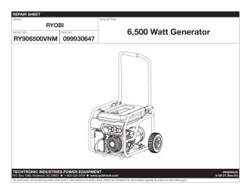 ryobi rys  watt generator owner manual manualzz
