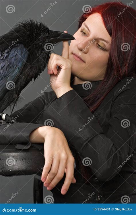 Woman With Raven Stock Image Image Of Crow Human Females 3554431