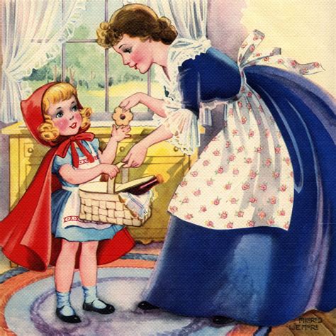 mother giving cookies to little red riding hood posters and prints by corbis
