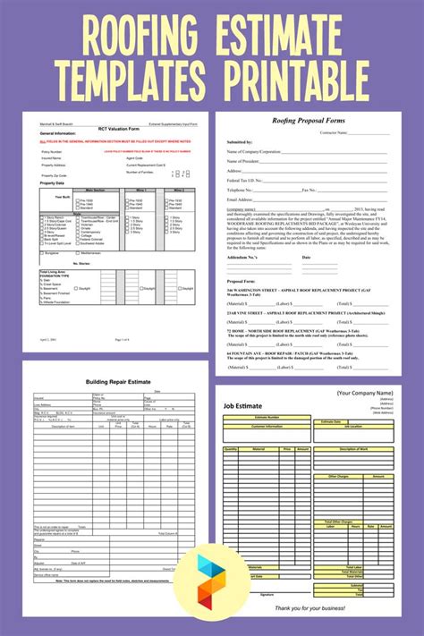 roofing estimate templates printable estimate template roofing