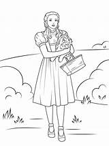 Oz Wizard Coloring Pages Dorothy Dog Basket Her Printable Print sketch template