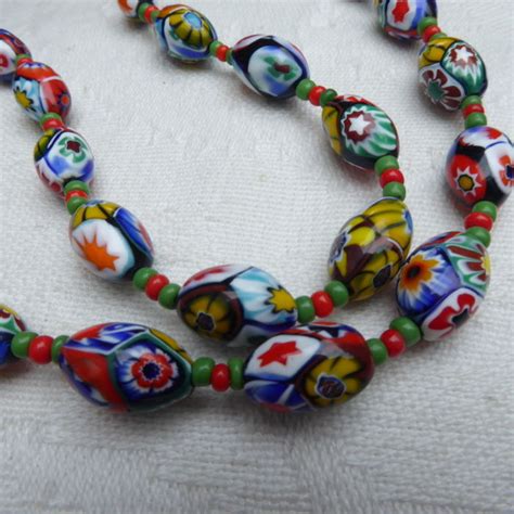 vintage venetian murano millefiori glass bead necklace catawiki