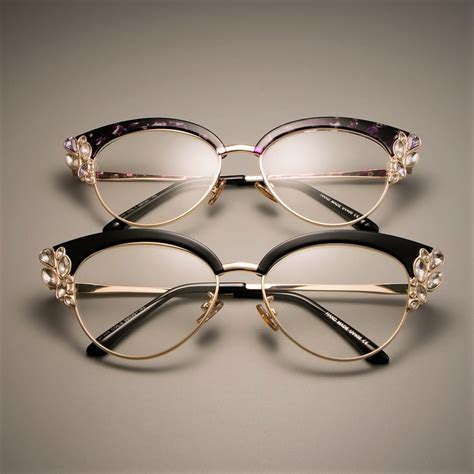women s large glasses frame with rhinestone