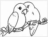 Birds Lovebirds Pair Lovely sketch template