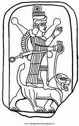 Assiri Ishtar Goddess Mesopotamia Colorare Nazioni Arbela Posture Atop Characteristic Handles Weaponry sketch template