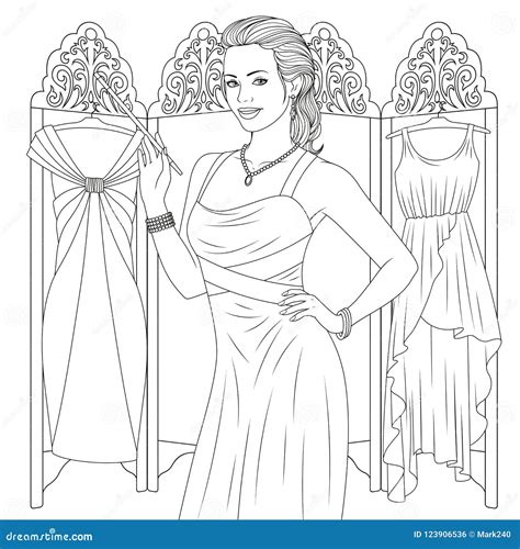 beautiful girl coloring pages stock vector illustration  long