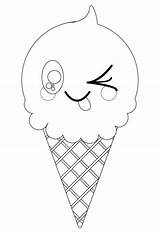 Kawaii Coloring Ice Cream Cone Pages Categories sketch template