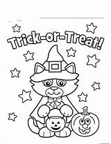 Witch Cat Coloring Trick Pages Printable Halloween Treats Categories Kids sketch template