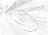 Train Bullet Shinkansen Coloring Pages Colouring Drawing Station Kagayaki Color Getdrawings sketch template