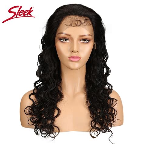 sleek brazilian  lace front wig body wave lace front human hair wigs  black women long
