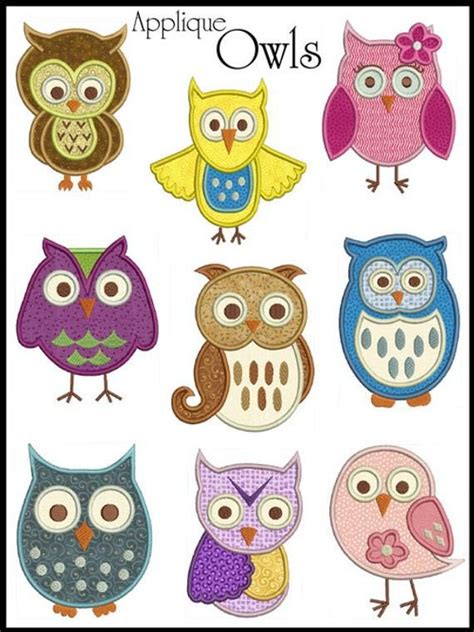 embroidery design applique owls  designs etsy owl quilts owl