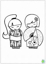 Kokeshi Coloring Doll Dolls Pages Dinokids Getcolorings Color Colorin Japanese Close sketch template