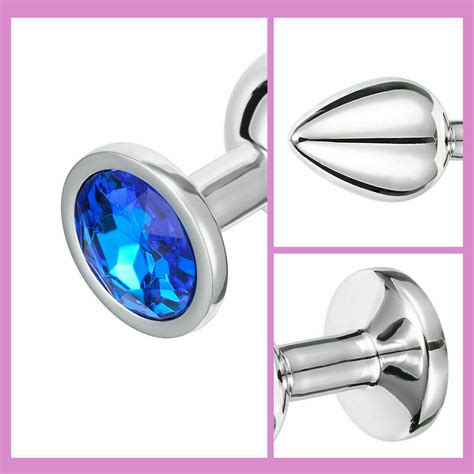 Jeweled Anal Butt Plug Round Gem Stainless Steel Plugs L M S Unisex Toy
