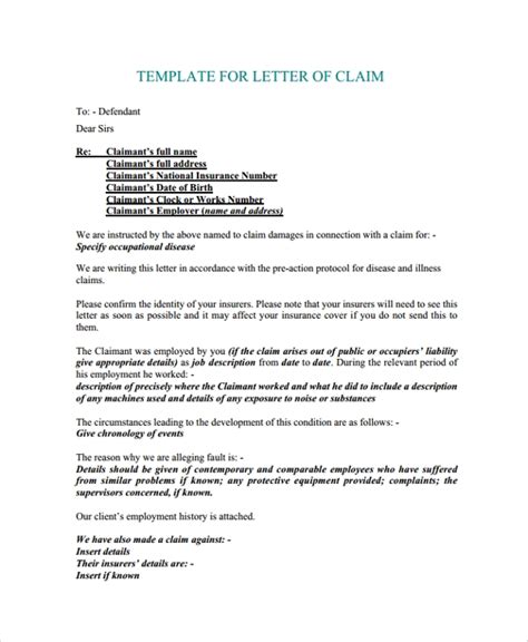 insurance claim denial letter sample  letter template collection