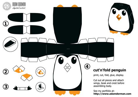 cutnfold  penguin model papercraft kids pinterest search
