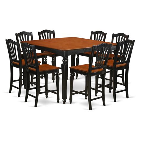 east west furniture  piece table set   stools finishblack