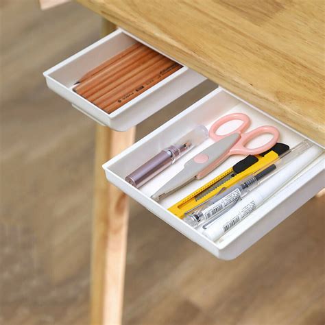 adhesive  desk drawer storage box tray organizer home office white
