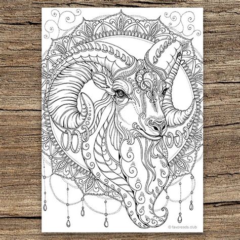 goat printable adult coloring page  favoreads coloring etsy
