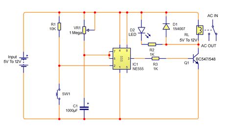 simple  delay timer circuit diagram  ic