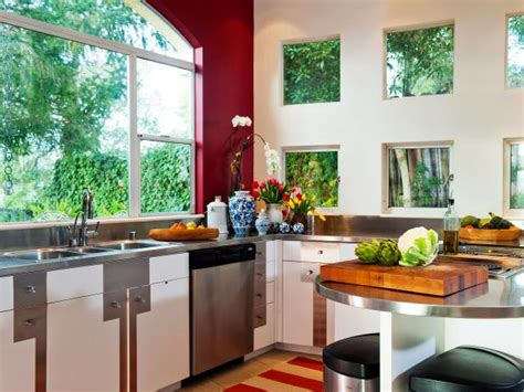 red modern kitchen hgtv