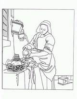Bekende Vermeer Quadros Beroemde Livingston Renascimento Mensen Johannes Turned Pintar Downloaden Uitprinten sketch template