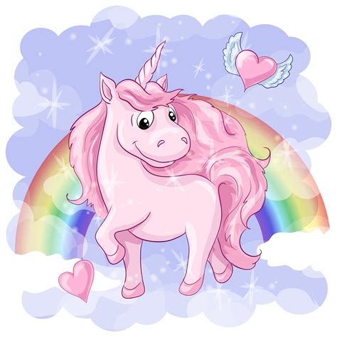 fantastic postcard  unicorn rainbow  hearts  wings