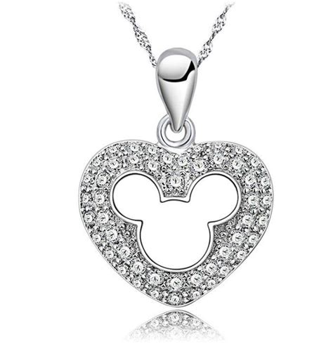 sterling silver mickey mouse zirconia cz pendant necklace etsy