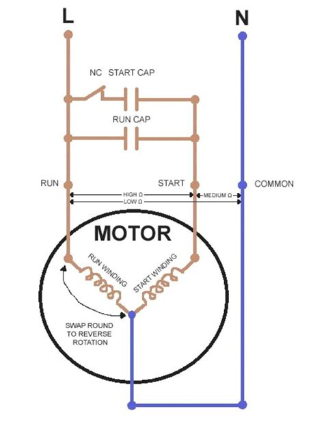 wiring diagram  single phase motor  capacitor  starting circuit diagram ac