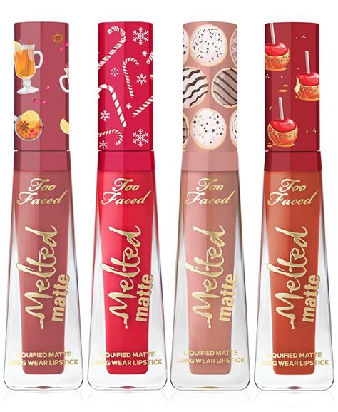 Too Faced 4 Pc Christmas Snuggles And Melted Kisses Liquid Lipstick Set