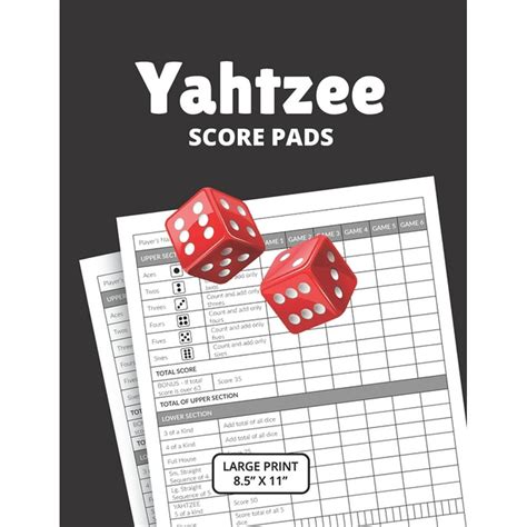 yahtzee score pads large print size    paperback walmart