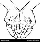 Hands Cupped Sketch Together Vector Royalty sketch template