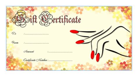 printable nail gift certificates printable word searches